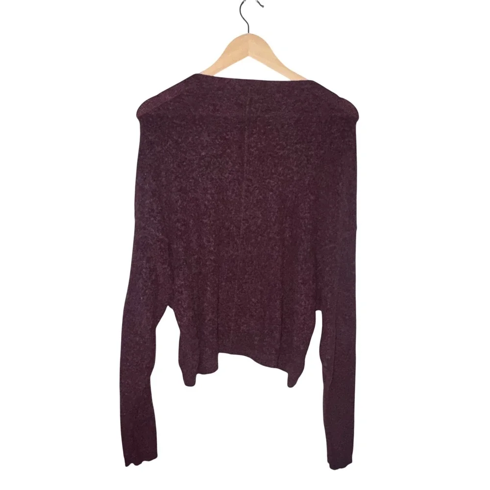 Free People Burgundy Fuzzy Alpaca Wool Blend Oversized Pullover Sweater small